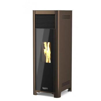 Poele a granules LYDIA NATURAL 7 kW LAMINOX en finition bronze, vue de trois quarts