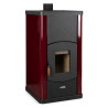 Poêle bouilleur bois hydro Italia 30N Idro LAMINOX IDRO bordeaux fond blanc