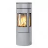 Poêle au gaz Viva L 120 - Argent - plaque supérieure en stéatite - cadre porte en acier - vitres latérales - RAIS - Poele plus