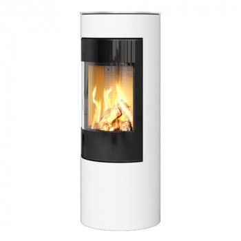 Poêle au gaz Viva L 120 - blanc - Plaque acier inoxydable - porte en verre - RAIS - Poele plus