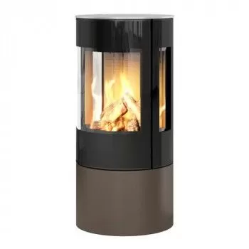 Poêle au gaz Viva L 100 -  Moka - Plaque supérieure en acier inoxydable - Avec vitres latérales - RAIS - Poele plus