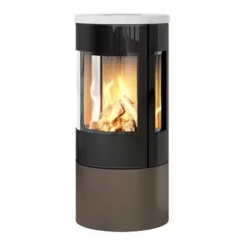 Poêle au gaz Viva L 100 -  Moka - Plaque supérieure en stéatite - Vitres latérales - RAIS - Poele plus