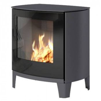 Poêle au gaz Q-Tee 2 C - Platine - 72cm - Porte en verre - RAIS - Poele Plus