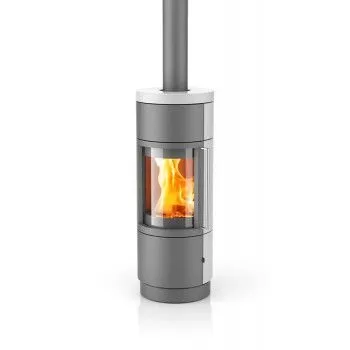 Poêle à bois SILA en Céramique - Acier Gris - Céramique Dolomite - HASE - Poêle Plus